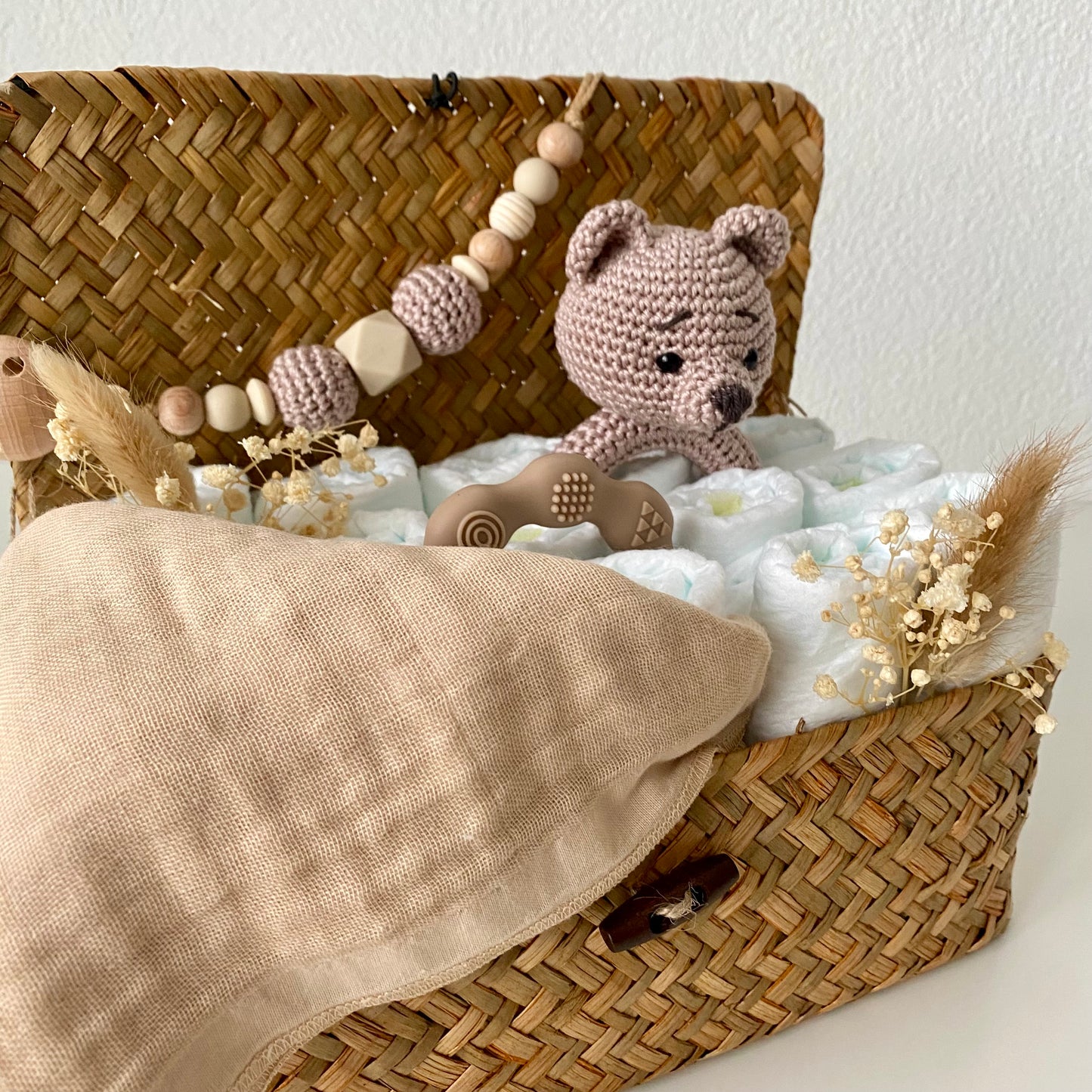 Windelkorb klein Bär beige