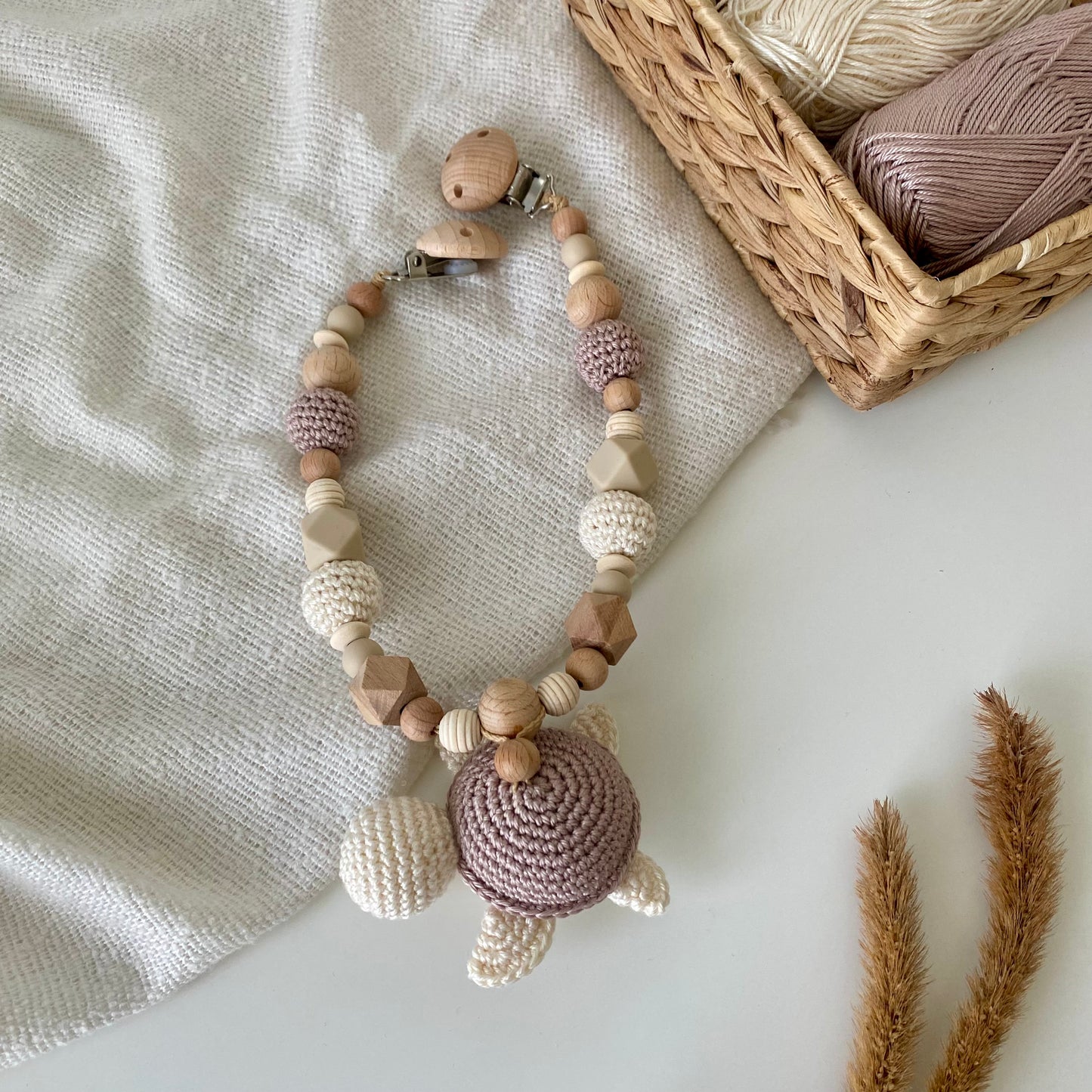 Kinderwagenkette Schildkröte beige