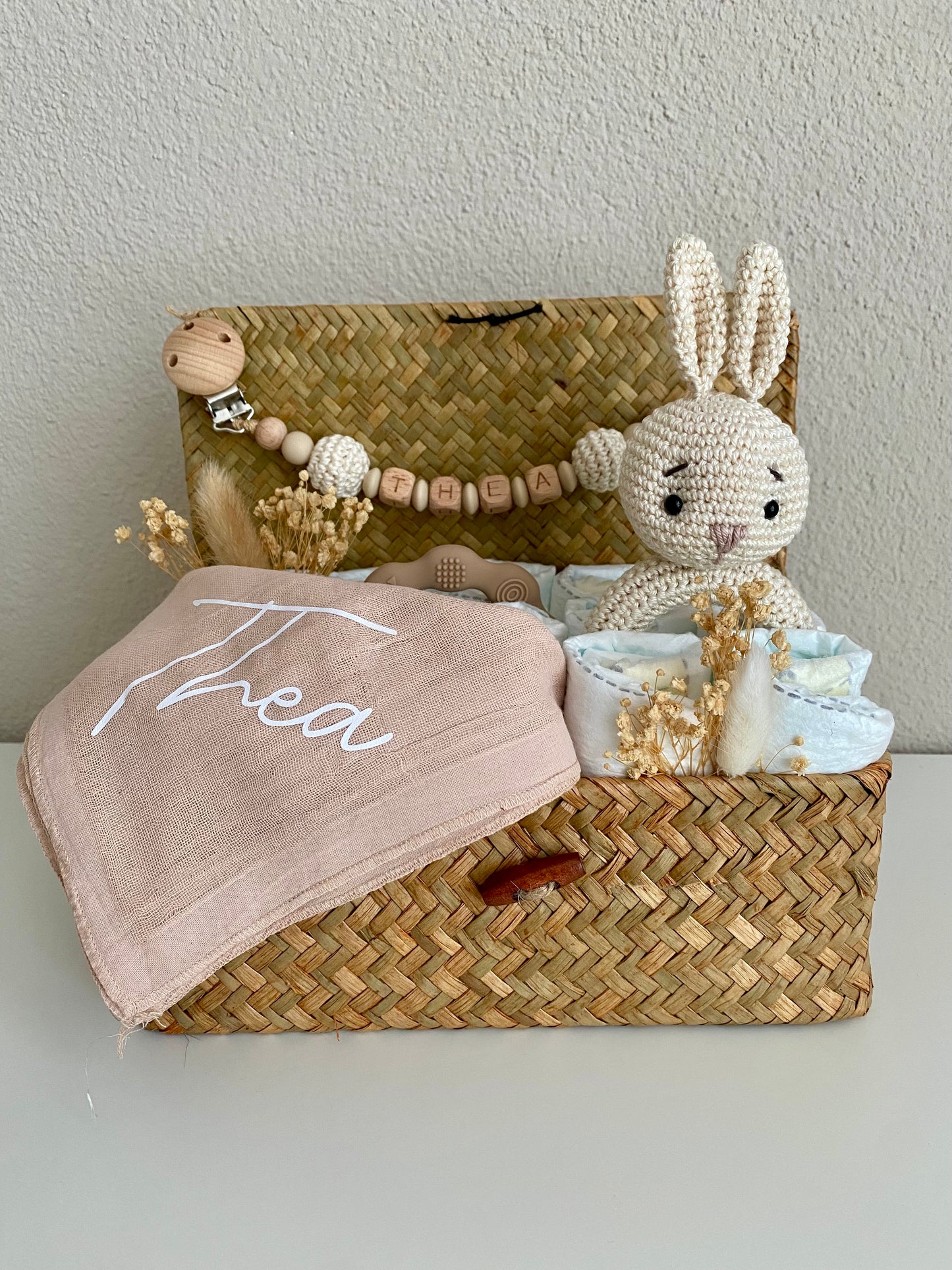 Windelkorb klein Hase weiss