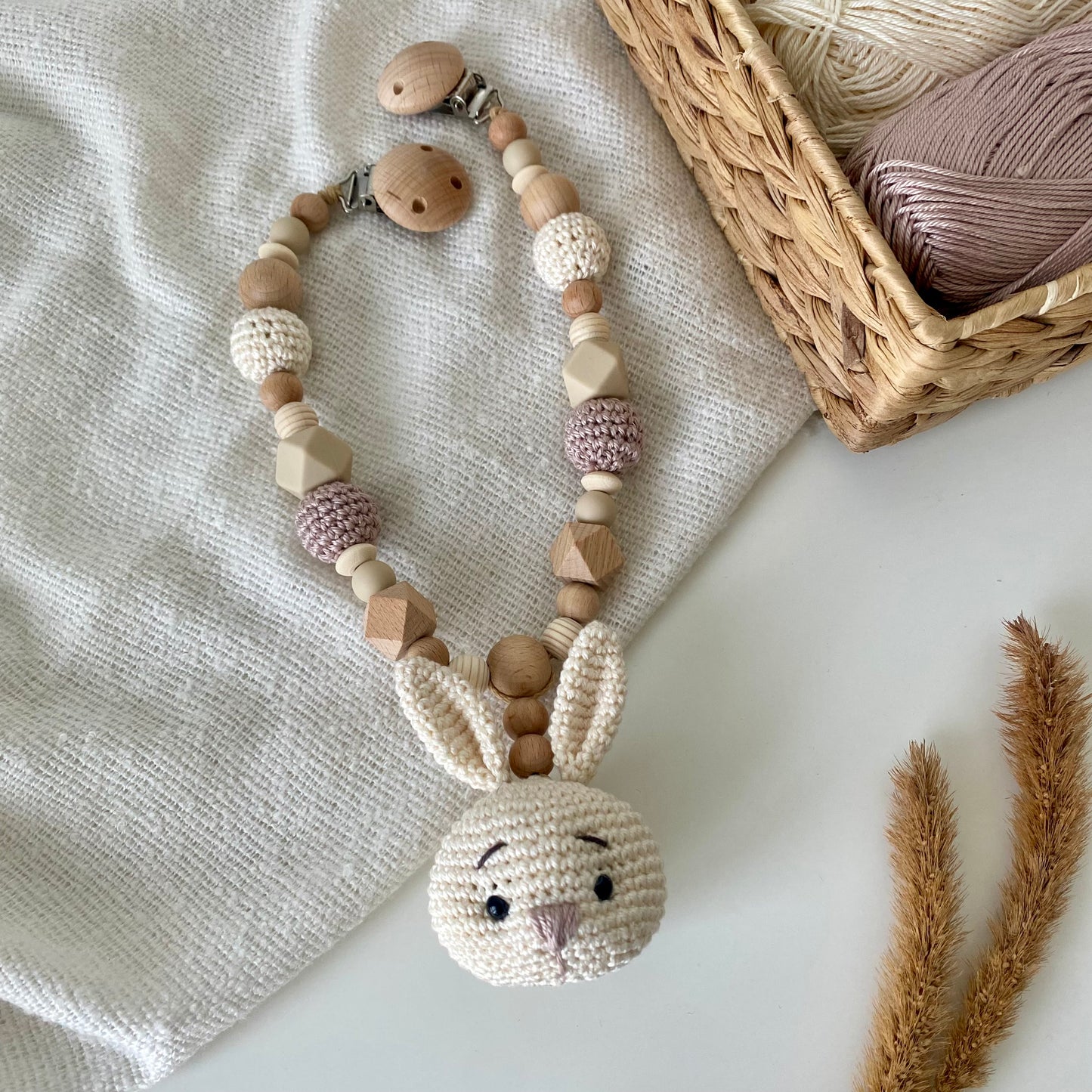 Kinderwagenkette Hase weiss