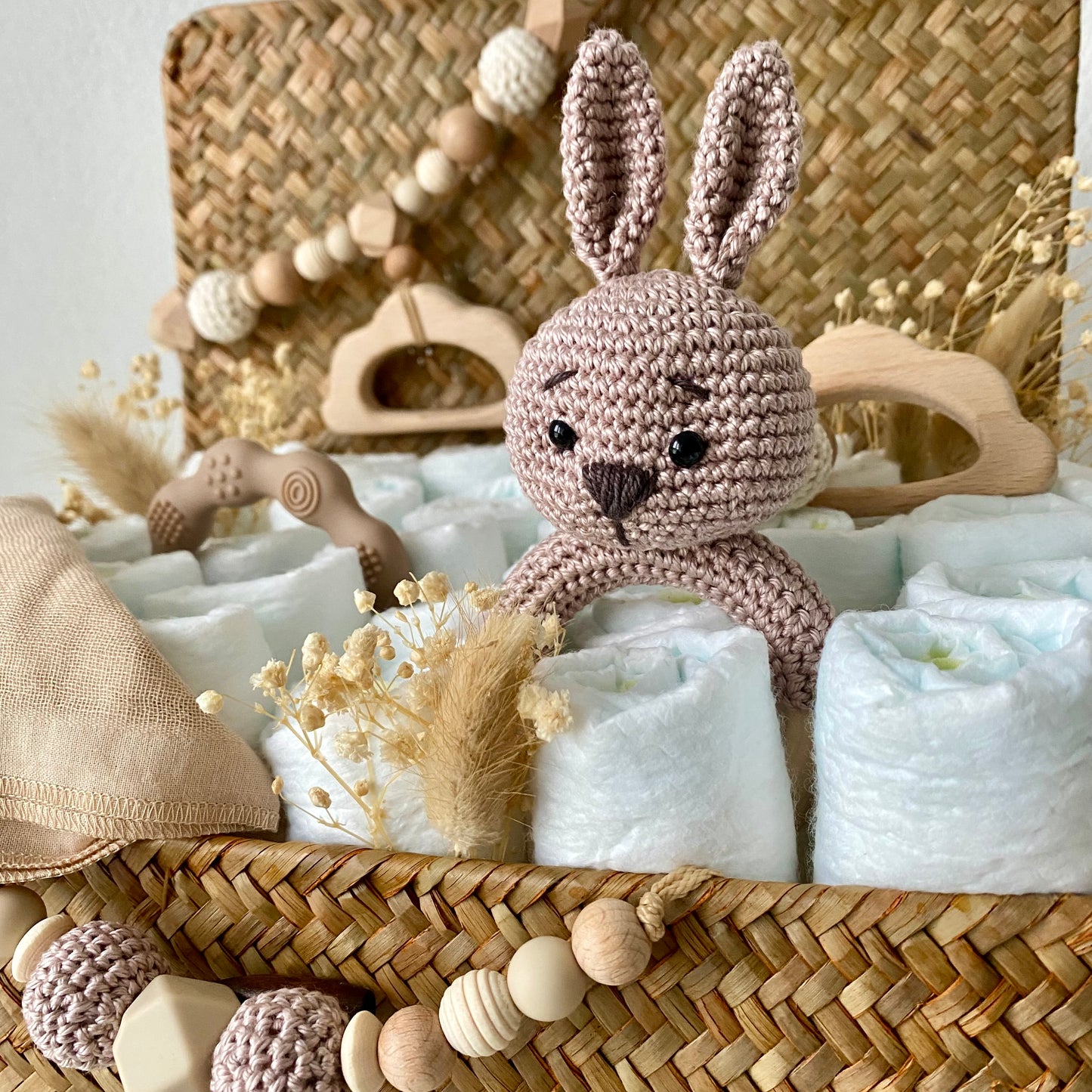 Windelkorb gross Hase / Wolke beige