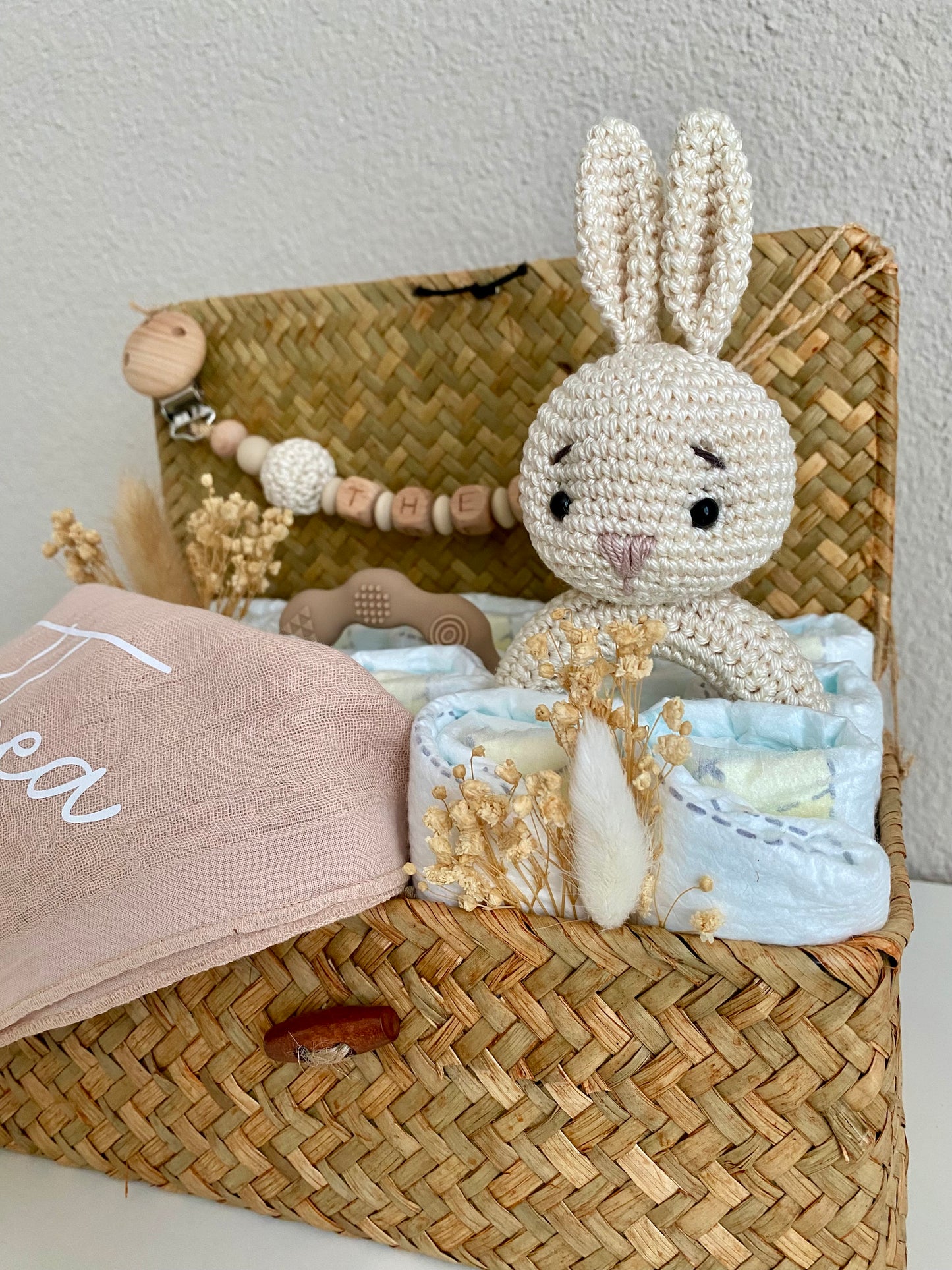 Windelkorb klein Hase weiss