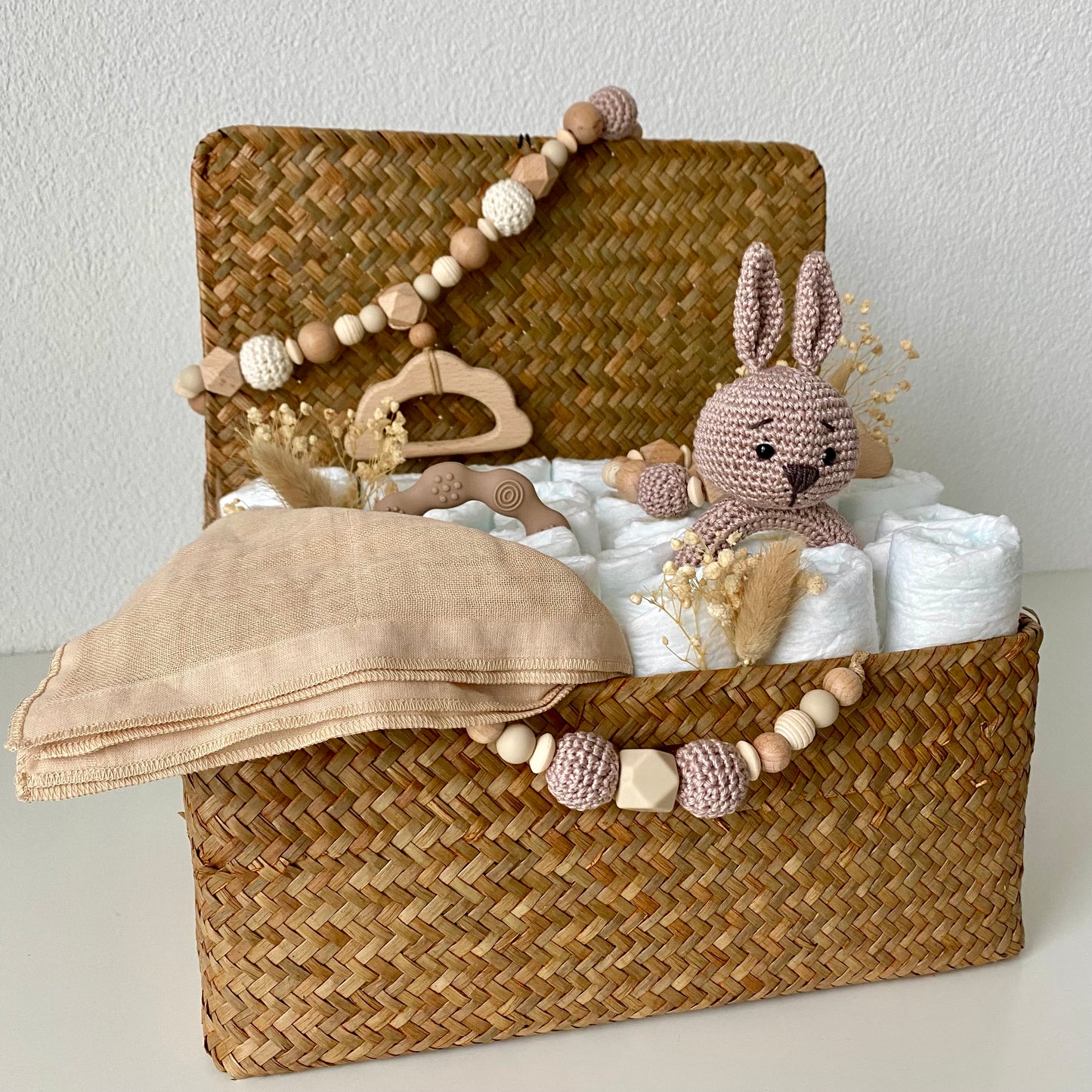 Windelkorb gross Hase / Wolke beige