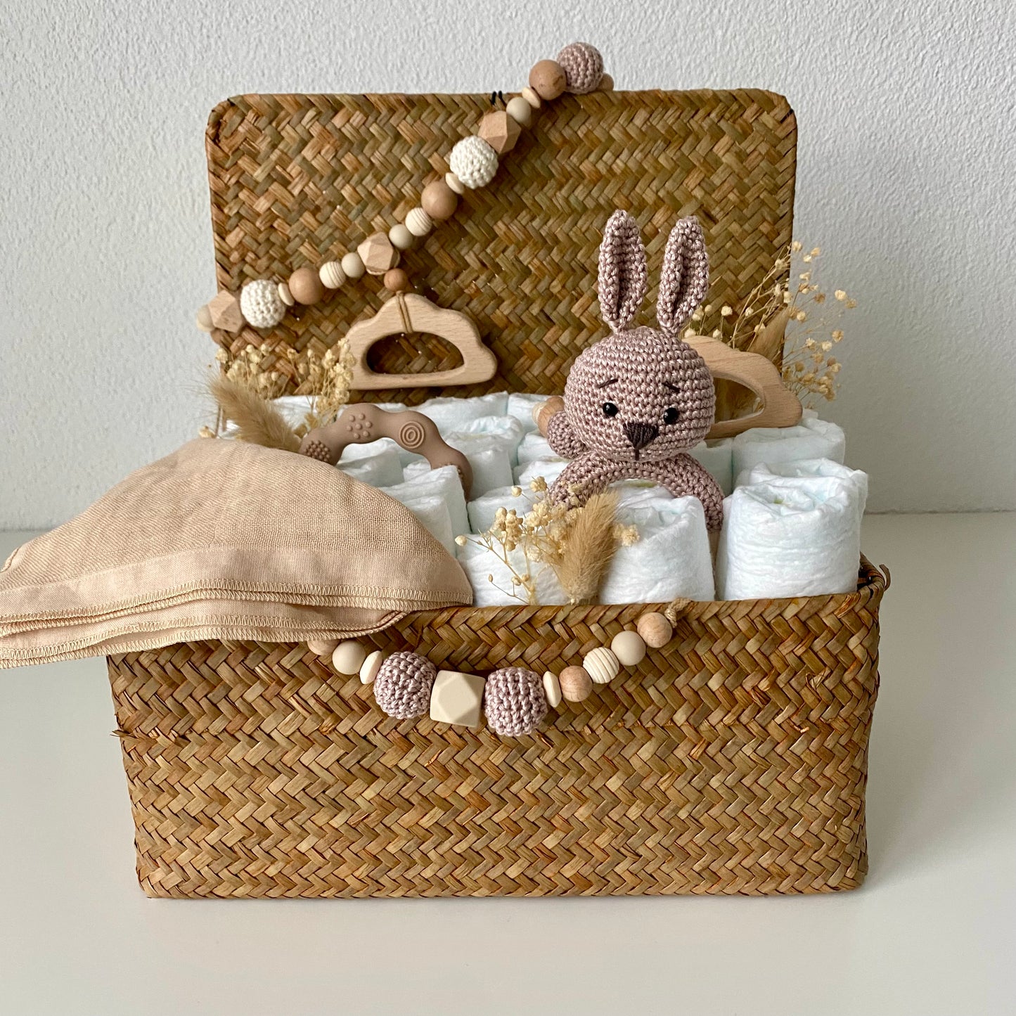 Windelkorb gross Hase / Wolke beige