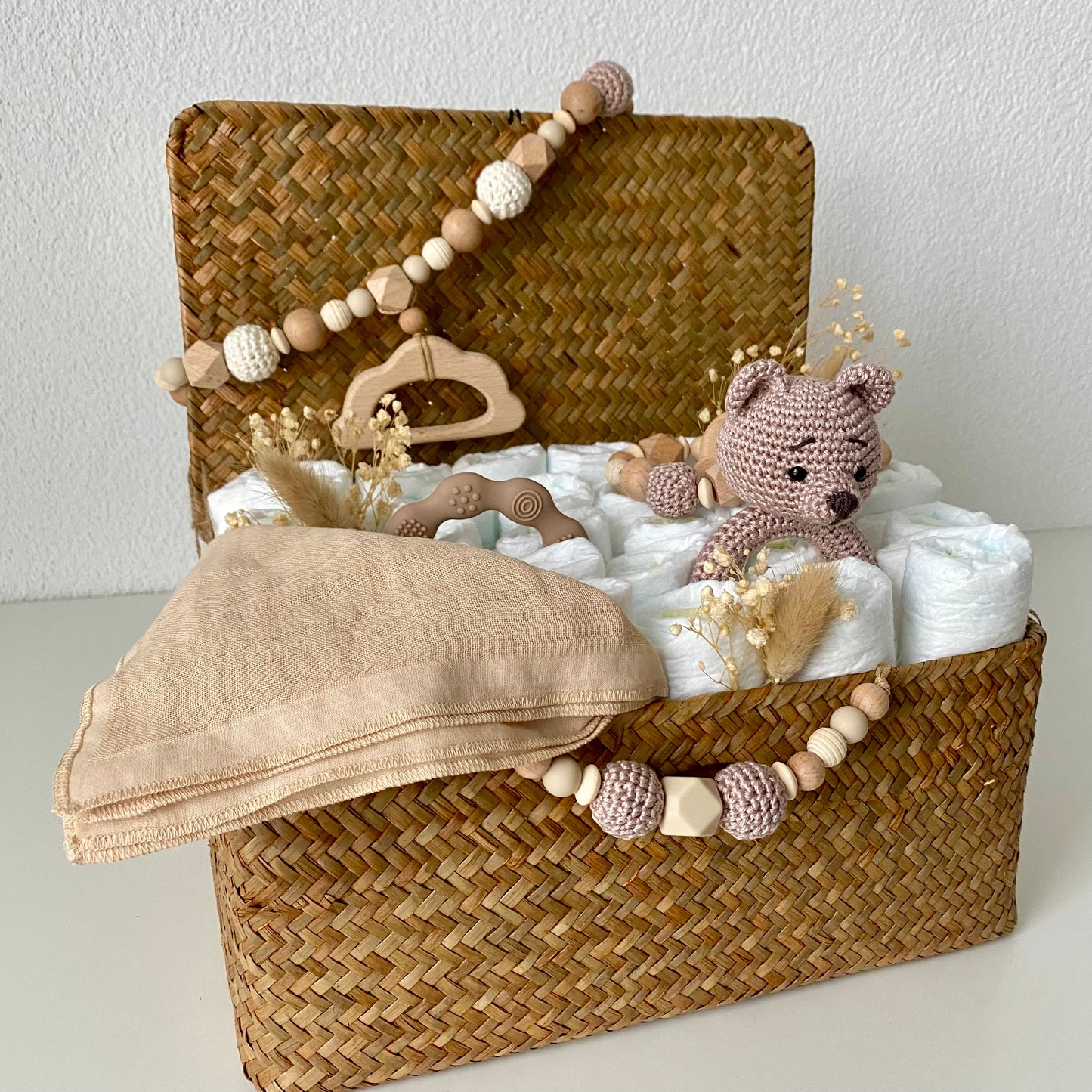 Windelkorb gross Bär / Wolke beige