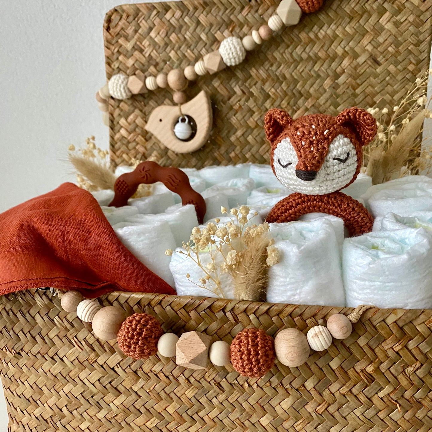 Windelkorb gross Fuchs/Holzvogel