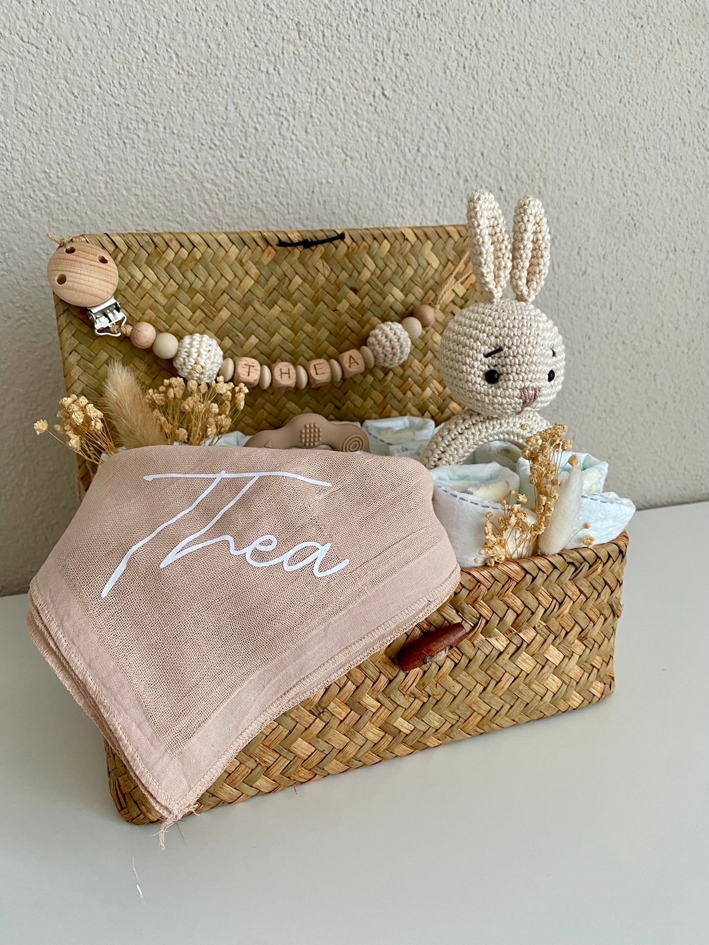 Windelkorb klein Hase weiss