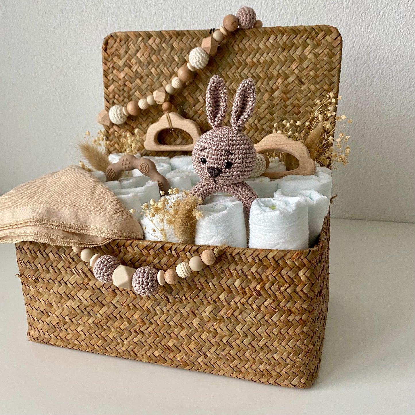 Windelkorb gross Hase / Wolke beige