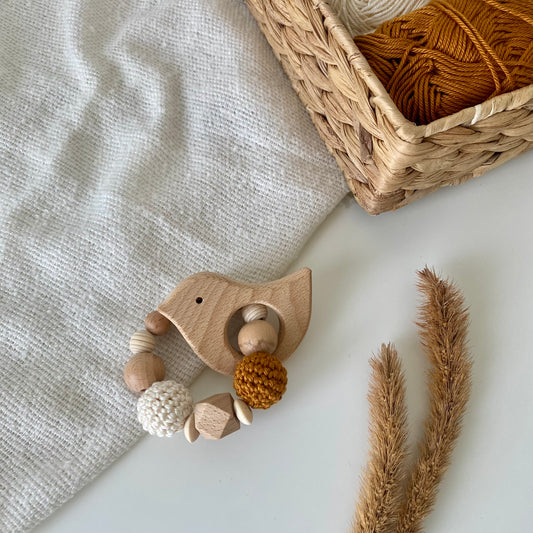 Holzvogel weiss/curry