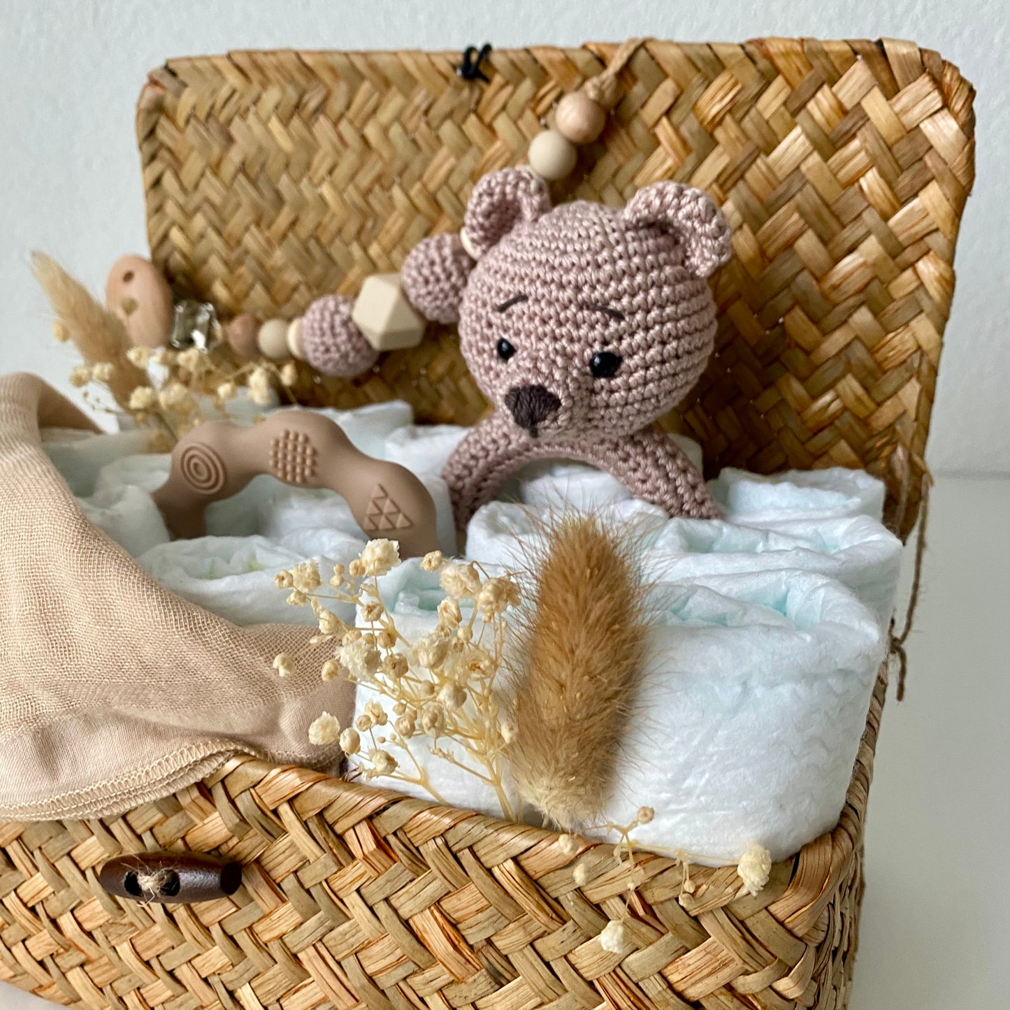 Windelkorb klein Bär beige