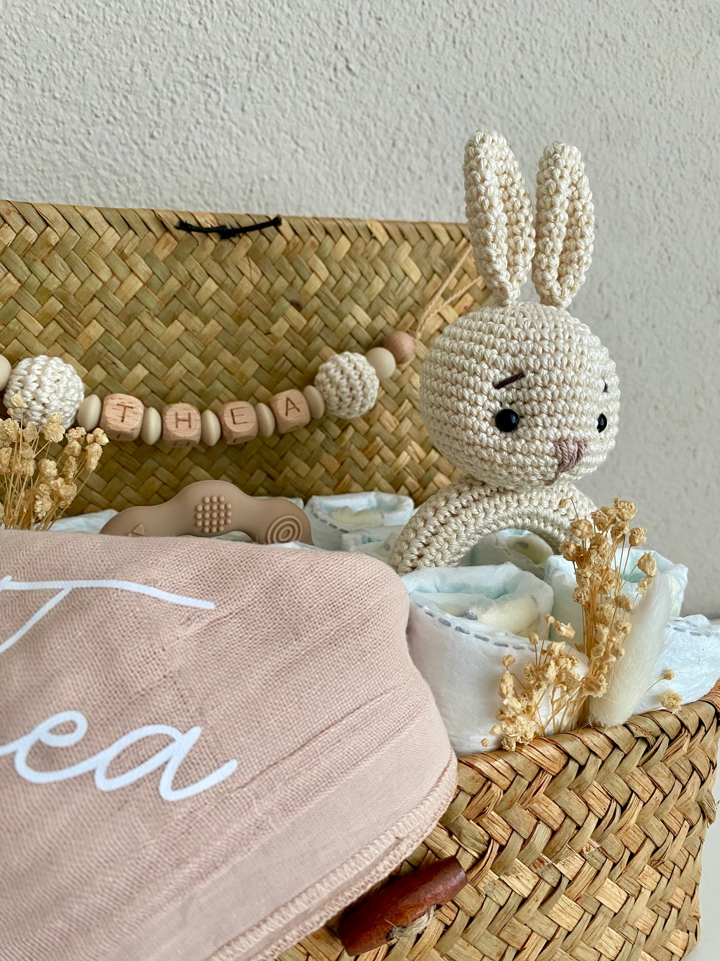 Windelkorb klein Hase weiss