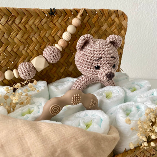 Windelkorb klein Bär beige