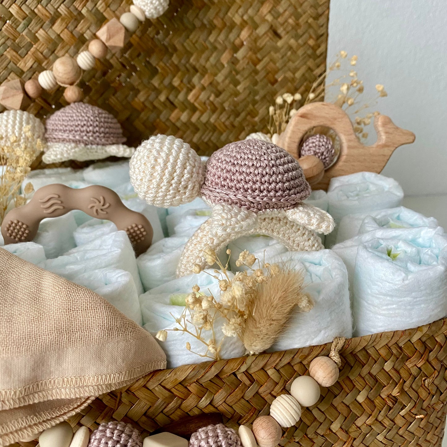 Windelkorb gross Schildkröte beige