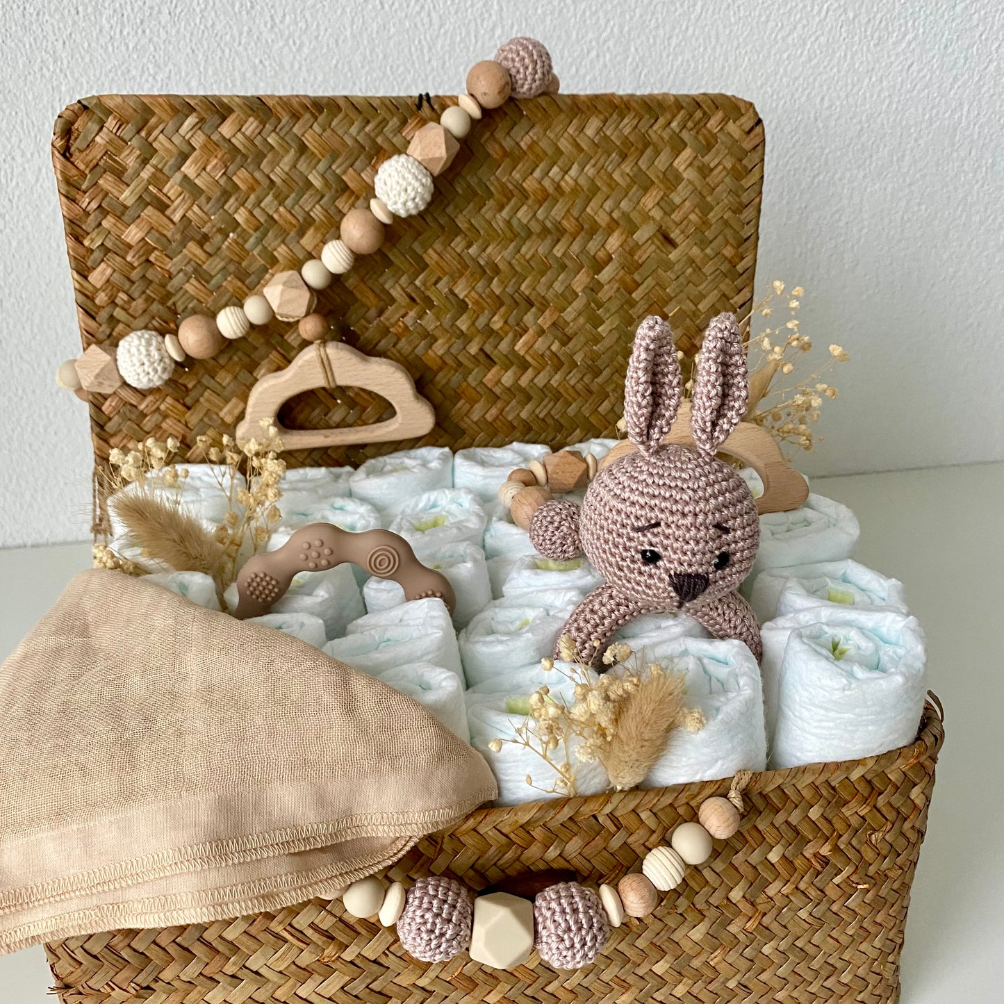 Windelkorb gross Hase / Wolke beige