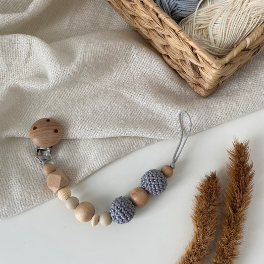 Schnullerkette dunkelgrau