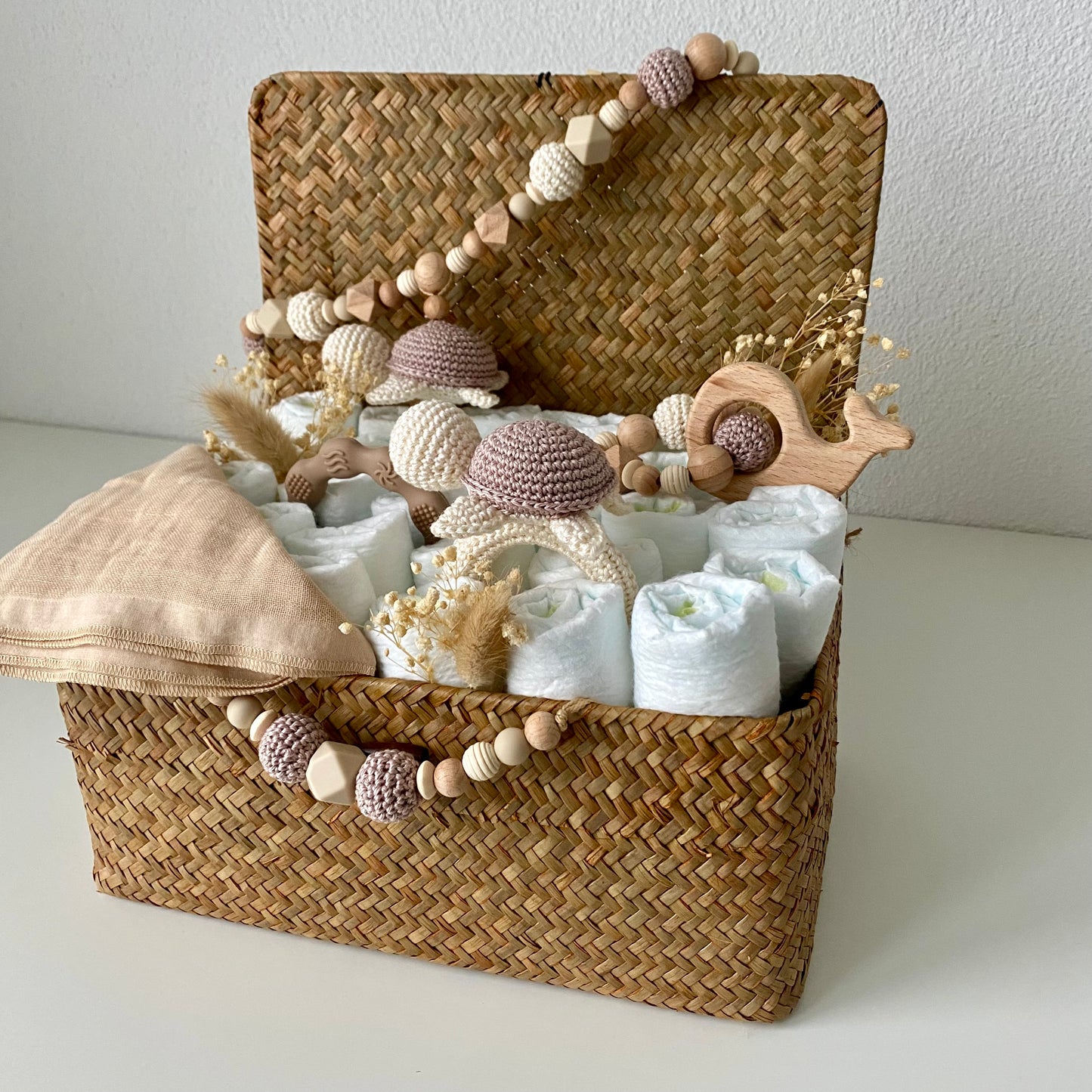 Windelkorb gross Schildkröte beige