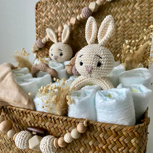 Windelkorb gross Hase weiss