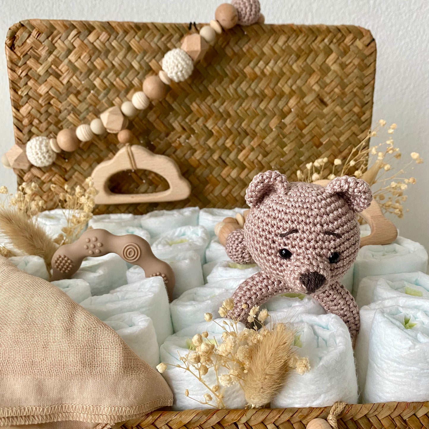 Windelkorb gross Bär / Wolke beige